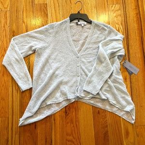 NWT NEW JENNIFER LOPEZ light gray grey silver shimmer cardigan sweater s…